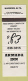 Matchbook Cover - Armada Inn Manning AB