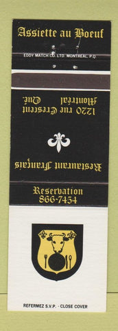 Matchbook Cover - Assiette au Boeuf Montreal QC