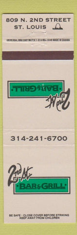 Matchbook Cover - 2nd ST Bar Grill ST Louis MO