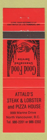 Matchbook Cover - Attalo's Steak Lobster North Vancouver BC