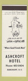 Matchbook Cover - Ashcroft Hotel Ashcroft BC