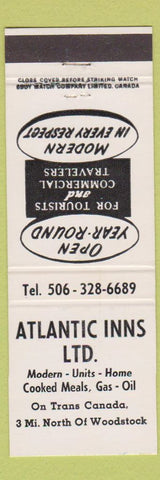 Matchbook Cover - Atlantic Inns Woodstock ON
