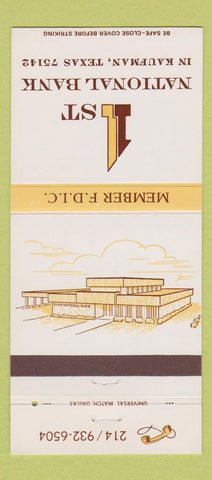 Matchbook Cover - 1st National Bank Kaufman TX 30 Strike