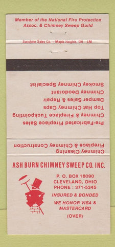 Matchbook Cover - Ash Burn Chimney Sweep Cleveland OH 30 Strike