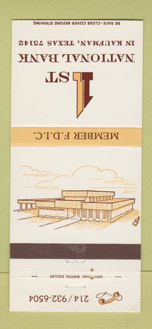 Matchbook Cover - 1st National Bank Kaufman TX 30 Strike