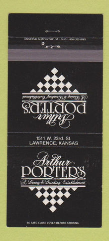 Matchbook Cover - Arthur Porter's Restaurant Lawrence KS 30 Strike