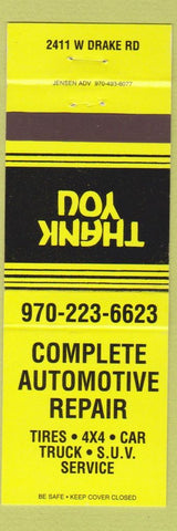 Matchbook Cover - Complete Automotive Repair Fort Collins Colorado?