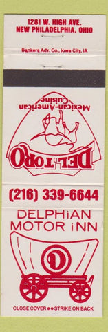 Matchbook Cover - Delphian Motor Inn New Philadelphia OH Del Toro Mexican