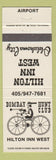 Matchbook Cover - Hilton Inn West Oklahoma City OK WEAR