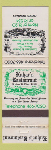 Matchbook Cover - Kuhar's Restaurant WEAR