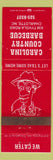Matchbook Cover - Carolia Country BBQ Charlotte NC WORN