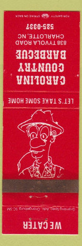 Matchbook Cover - Carolia Country BBQ Charlotte NC WORN