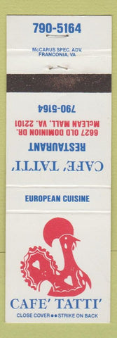 Matchbook Cover - Cafe Tatti Restaurant Mclean VA rooster
