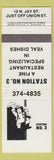 Matchbook Cover - Station No 3 Veal Restaurant Schenectady NY