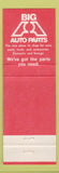 Matchbook Cover - Big A Auto Parts Golden Colorado #1 BLUE