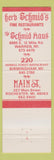 Matchbook Cover - Schmid Haus Warren MI CREASE