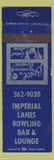 Matchbook Cover - Imperial Lanes Bowling WEAr