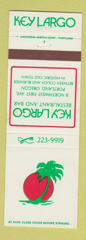 Matchbook Cover - Key Largo Restaurant Bar Portland OR WEAR