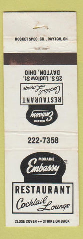 Matchbook Cover - Moraine Embassy Restaurant Dayton OH