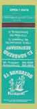 Matchbook Cover - El Sombrero Restaurant Mexican Mount Prospect Schaumburg IL