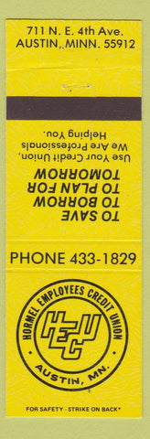 Matchbook Cover - Hormel Employees Credit Union Austin MN YELLOW