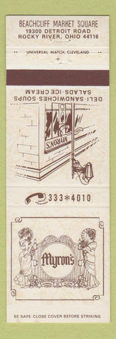 Matchbook Cover - Myron's Restaurant Rocky River OH