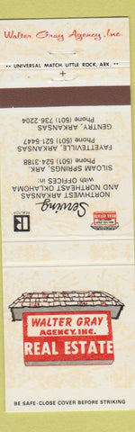 Matchbook Cover - Walter Gray Real Estate Genry Fayetteville Siloam Springs AR