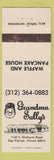 Matchbook Cover - Grandma Sally's Waffle Pancakes Des Plaines IL TAN