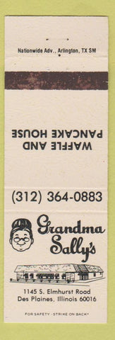 Matchbook Cover - Grandma Sally's Waffle Pancakes Des Plaines IL TAN