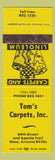 Matchbook Cover - Tom's Carpets Mesa Apache Trail AZ WEAR YELLOW