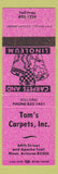 Matchbook Cover - Tom's Carpets Mesa Apache Trail AZ PINK