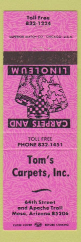 Matchbook Cover - Tom's Carpets Mesa Apache Trail AZ PINK