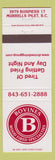 Matchbook Cover - Bovines Wood Fired Restaurant Murrells Inlet SC