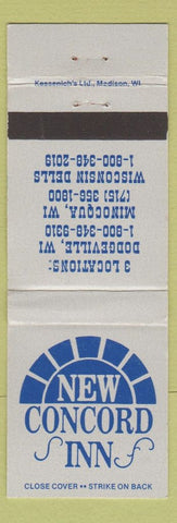 Matchbook Cover - New Concord Inn Dodgeville WI Minocqua Wisconsin Dells WEAR