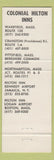 Matchbook Cover - Colonial Inn Hilton Northampton MA