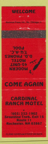 Matchbook Cover - Cardinal Ranch Motel Rochester NH