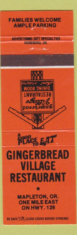 Matchbook Cover - Gingerbread Village Restaurant Mapleton OR