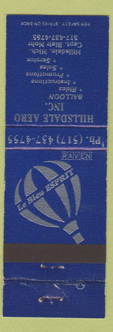 Matchbook Cover - Hillsdale Areo Balloon Rides Hillsdale MI