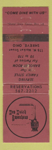 Matchbook Cover - Des Dutch Essenhaus Shreve OH WORN