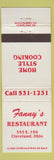 Matchbook Cover - Fanny's Restaurant Cleveland OH WEAR