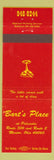 Matchbook Cover - Bart's Place Mentor OH