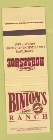 Matchbook Cover - Binion's Horseshoe Las Vegas NV casino