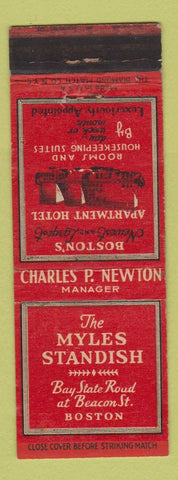 Matchbook Cover - Myles Standish Hotel Boston MA WEAR