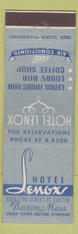 Matchbook Cover - Hotel Lenox Boston MA
