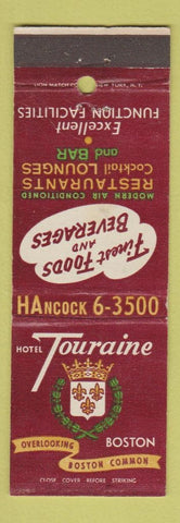 Matchbook Cover - Hotel Touraine Boston MA