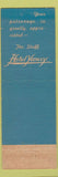 Matchbook Cover - Hotel Yancey Grand Island NE blue