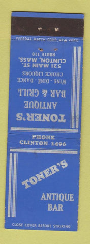Matchbook Cover - Toner's Antique Bar Clinton MA