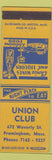 Matchbook Cover - Union Club Framingham MA