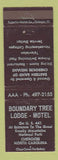 Matchbook Cover - Boundary Tree Lodge Cherokee NC WEAR