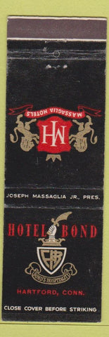 Matchbook Cover - Hotel Bond Hartford CT BLACK